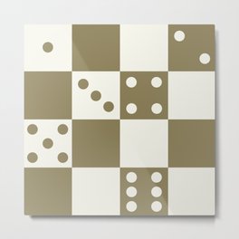 Checkered Dice Pattern (Milk Beige & Deep Muted Khaki Color Palette) Metal Print