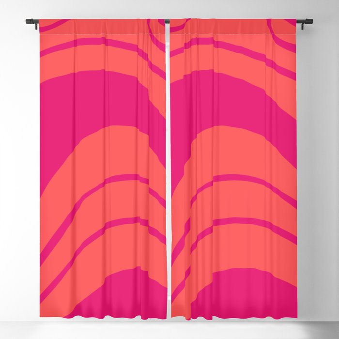 Abstract Organic Art in Hot Pink and Orange Blackout Curtain