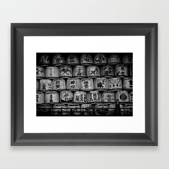 Sake Casks at Shrine, Kyoto Framed Art Print