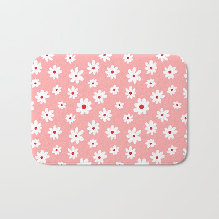 Daisy Pattern (pink/red/white) Bath Mat