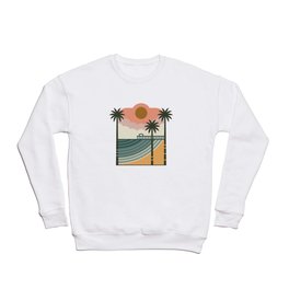 The Pier Crewneck Sweatshirt | Vacation, Pier, Retro, Graphicdesign, Palmtrees, Sunset, Coast, Travel, Seaside, Sea 