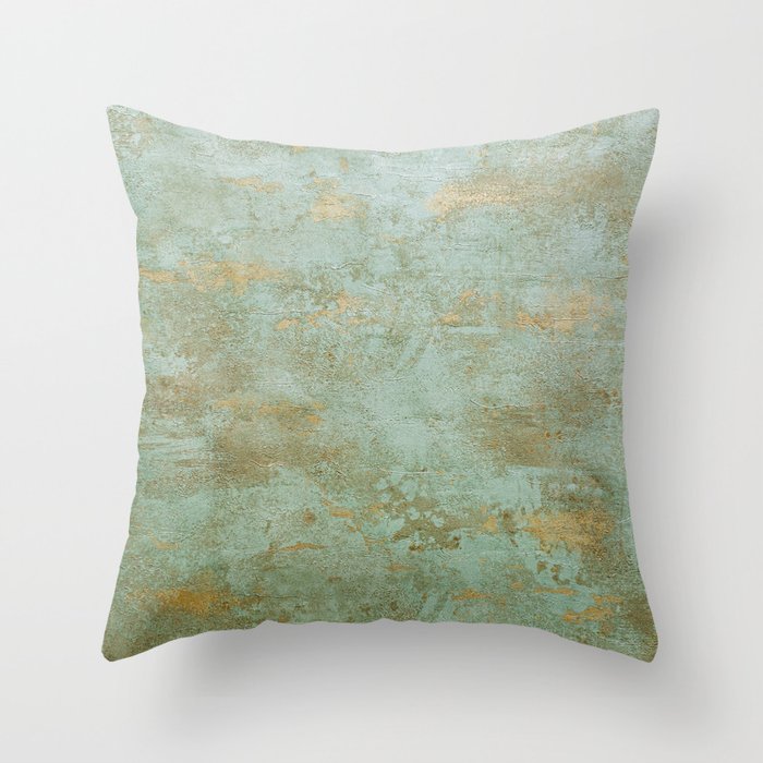 Metallic Effects Oxidized Copper Verdigris Industrial Rustic Throw Pillow