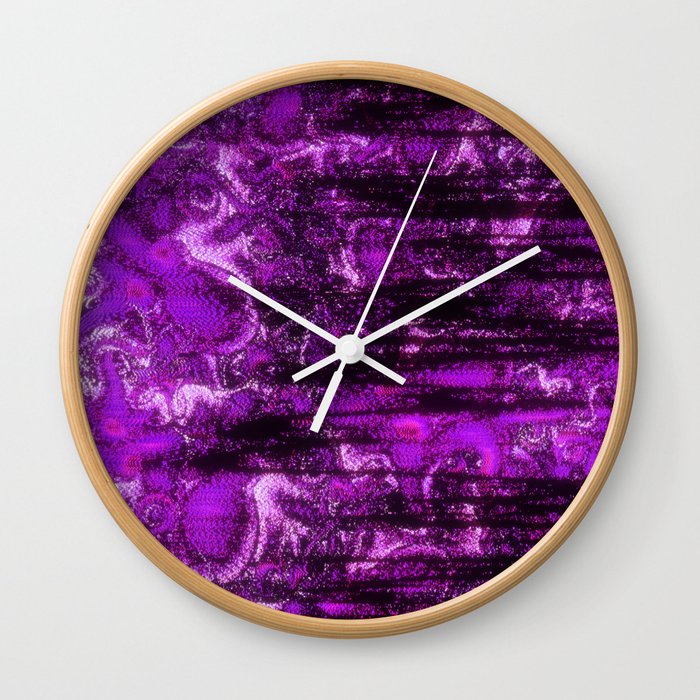 Purple Glitch Distortion Wall Clock