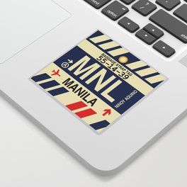 MNL Manila • Airport Code and Vintage Baggage Tag Design Sticker
