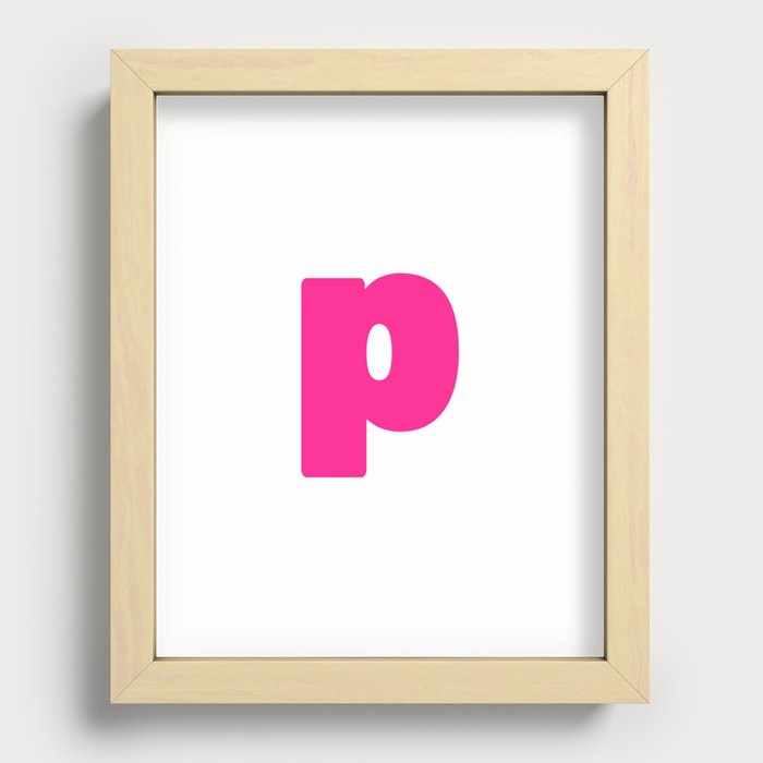 p (Dark Pink & White Letter) Recessed Framed Print