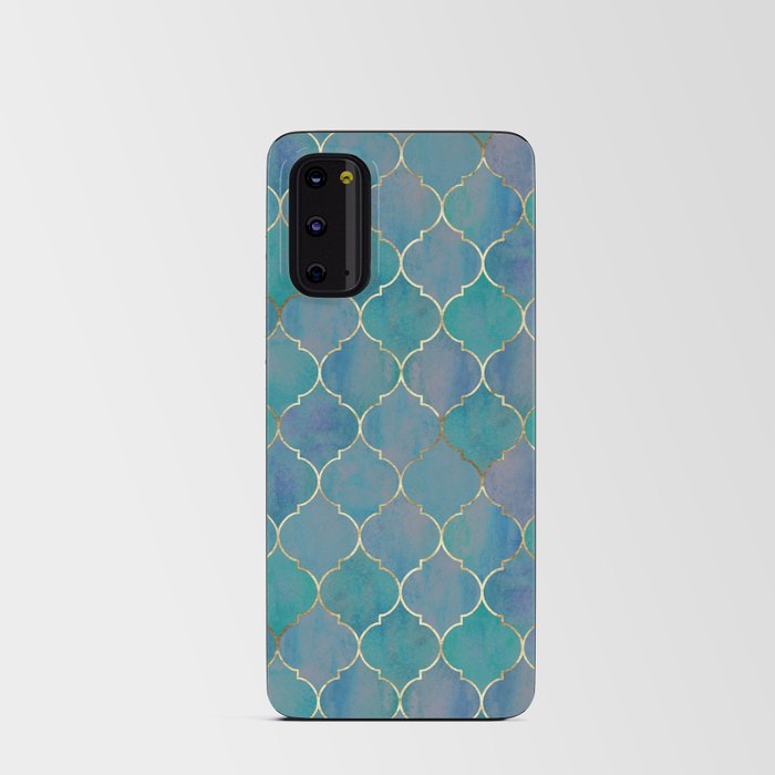 Teal Purple Gold Quatrefoil Moroccan Pattern II Android Card Case