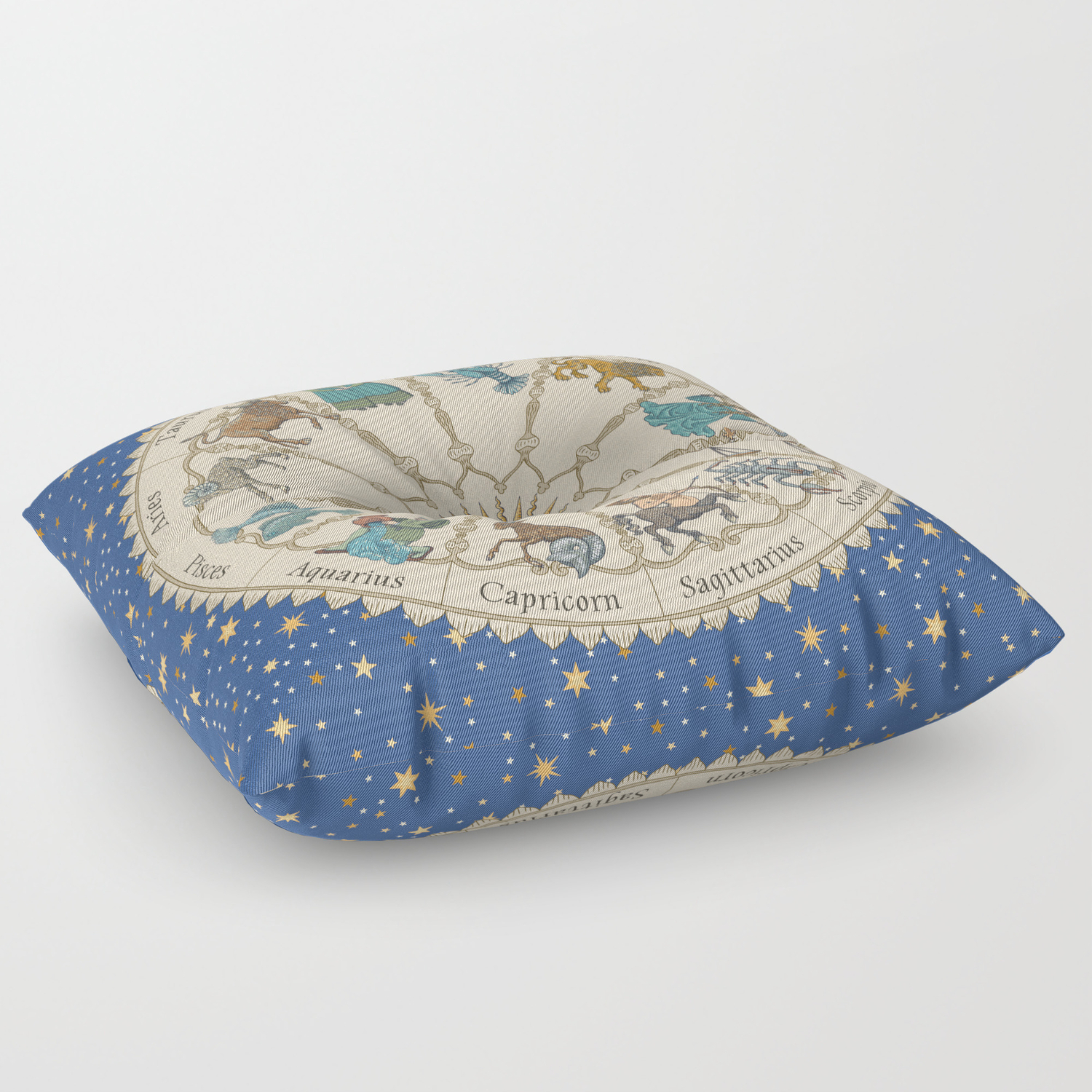 Astrology Horoscope Indian Large Floor Pillow Cushion Cover Meditation Seating Ottoman Throw Home Decor Sun Moon Virgo Star Sign Zodiac Symbol Celestial Cases Boho Mandala Hippie Round Sham Outdoor 