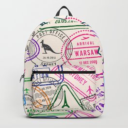 Passport to Adventure Vintage Style Travel Stamps Pattern Backpack