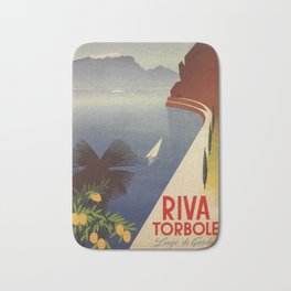 Vintage poster - Riva Torbole Bath Mat | Italian, Retro, Italiana, Tourists, Advertising, Riviera, Travel, Italy, Advertisement, Boat 