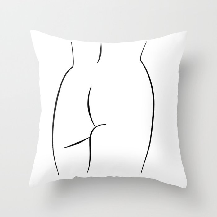 Minimalist Line art abstract nude woman ass Throw Pillow