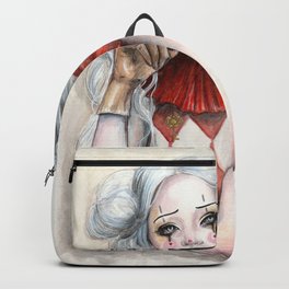"Giggles" Mixed media Clown Painting Backpack