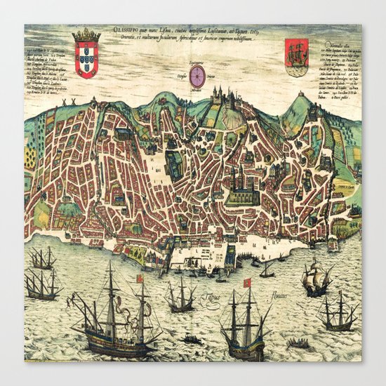 Lisbon map Canvas Print