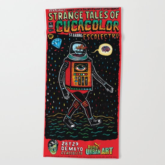 strange tales of cucacolor Beach Towel