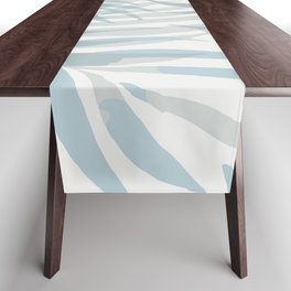 Digital palm leaves in pastel blue and gray Table Runner