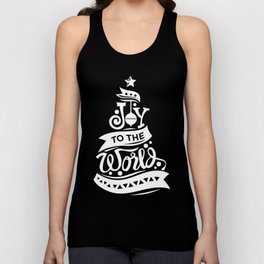 Joy To The World Christmas Tree Holiday Quote Unisex Tank Top