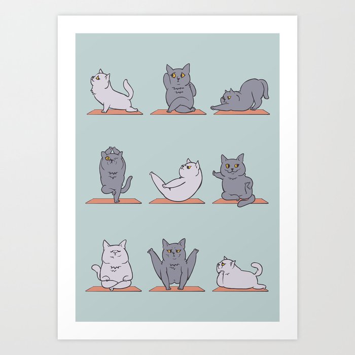 British Shorthair Cat Yoga Art Print by Huebucket Society6