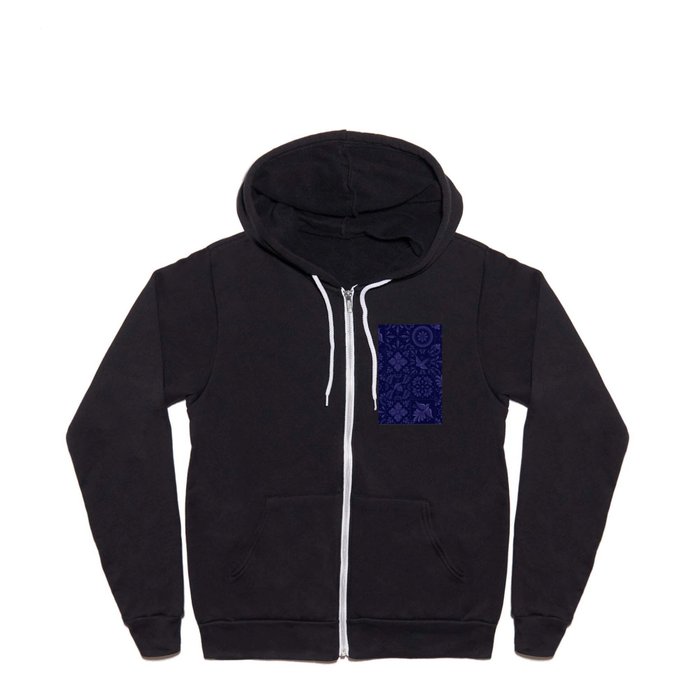 Mexican Blue Talavera Tile Pattern by Akbaly Full Zip Hoodie
