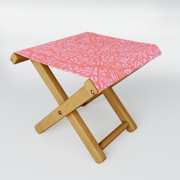 Summer Peach Pink Saffron - Abstract Botanical Nature Folding Stool