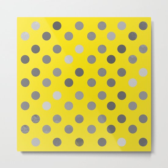 Polka Proton Yellow Metal Print