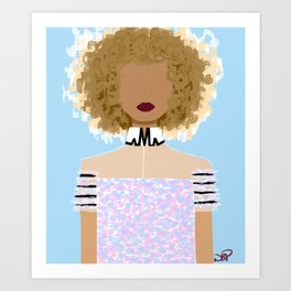 Curls and a Shirt Art Print