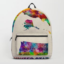 USA Map in Watercolor Backpack | Painting, Political, Watercolor, States, Nation, Republic, Art, United, Atlas, Wall 