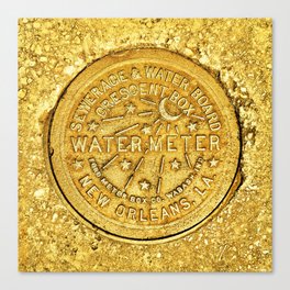 New Orleans Water Meter Louisiana Art NOLA French Quarter Coaster Poster Yellow Gold Crescent City Canvas Print
