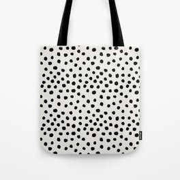 Preppy brushstroke free polka dots black and white spots dots dalmation animal spots design minimal Tote Bag