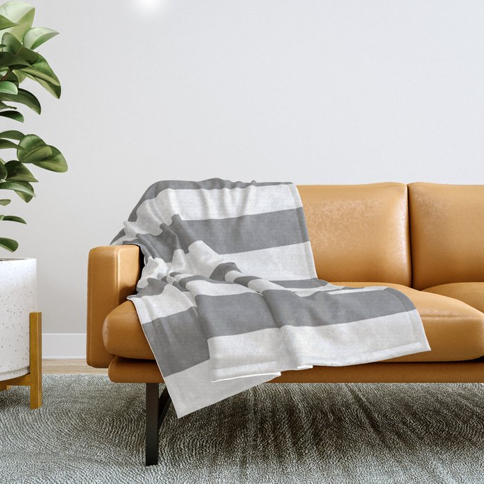 Philippine gray - solid color - white stripes pattern Throw Blanket