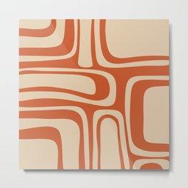 Palm Springs - Midcentury Modern Retro Pattern in Mid Mod Beige and Burnt Orange Metal Print | Kierkegaard Design, 60S, Midcentury, 70S, Mid Mod, 1960S, Boho, Beige, Mid Century, Modern 