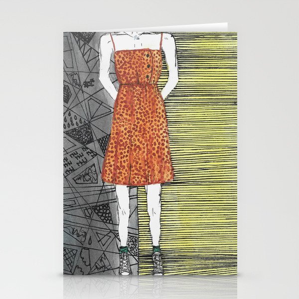 The girl in the dress. Stationery Cards