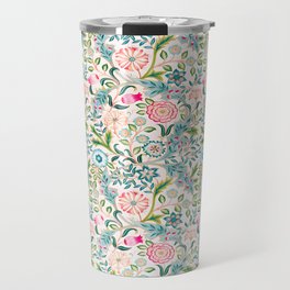 William Morris (British, 1834-1896) - Title: Wilhelmina (Opal Green/Rose White variant) - Date: 1880 - Style: Arts and Crafts movement - Genre: Floral pattern, Scrolling Foliage - Digitally Enhanced Version (2000 dpi) - Travel Mug