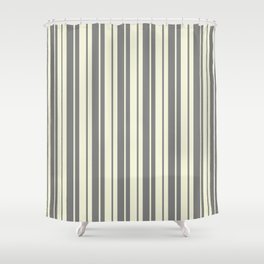 [ Thumbnail: Gray and Beige Colored Stripes/Lines Pattern Shower Curtain ]