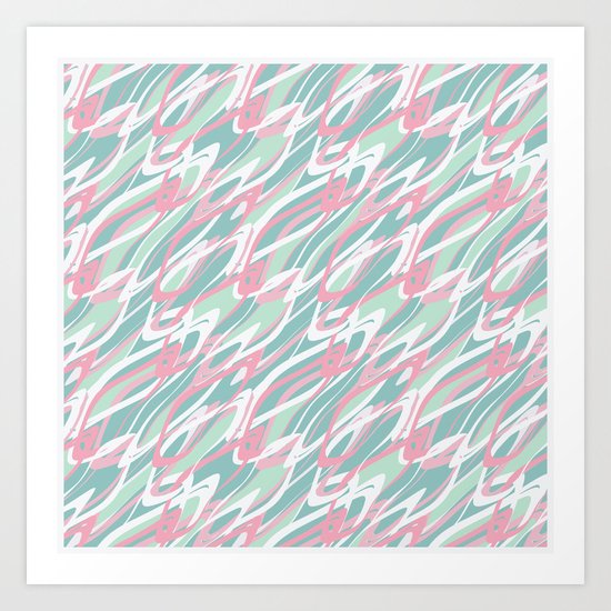 Abstract pink turquoise waves . Art Print