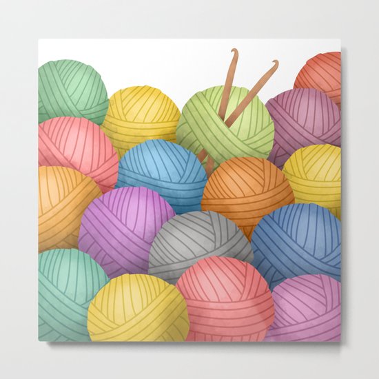 Two Crochet Hooks And A Lot Of Yarn Metal Print