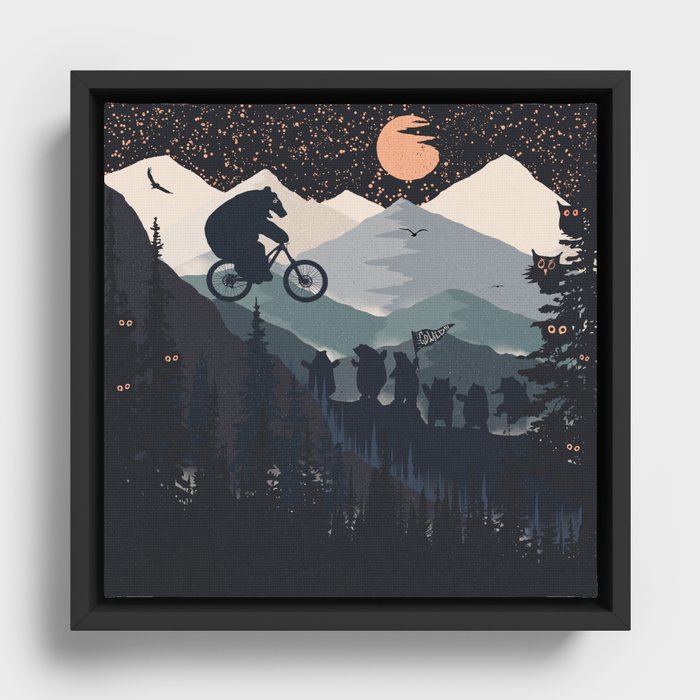 MTB Bear Biker Framed Canvas