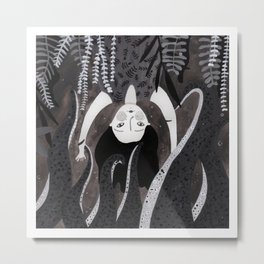 Pulpo / Cadena Metal Print | Blackandwhite, Girl, Acrylic, Lake, Chain, Illustration, Plants, Water, Ilustrazione, Cadena 
