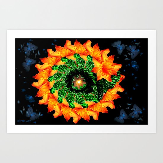 SunFlower at Night Art Print