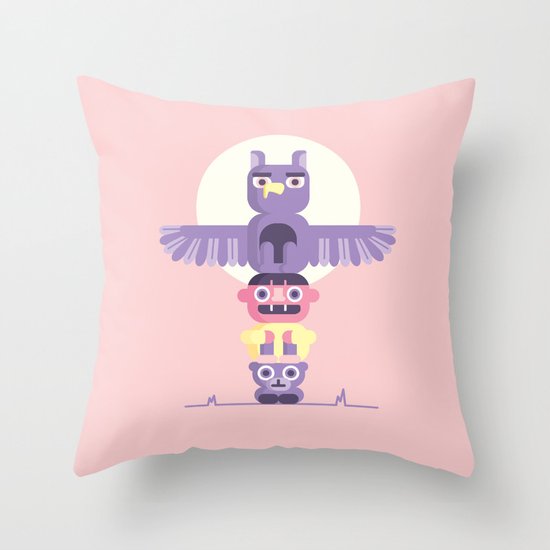 T is for Totem Pole Throw Pillow