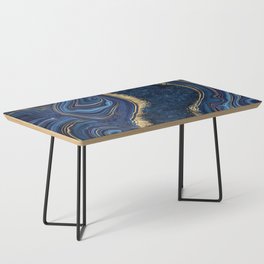 Midnight Blue + Gold Abstract Swirl Coffee Table
