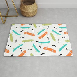 Skateboards orange and green pattern great decor for nursery kids rooms boys and girls Rug