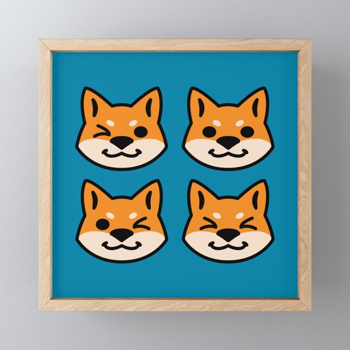 Four Red Shibas Framed Mini Art Print