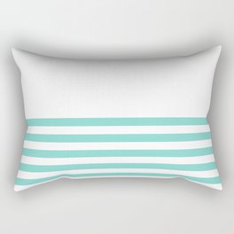 Turquoise Blue Half Stripes Rectangular Pillow
