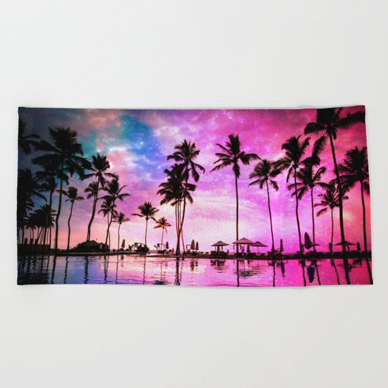Neon Sunset Beach Towel