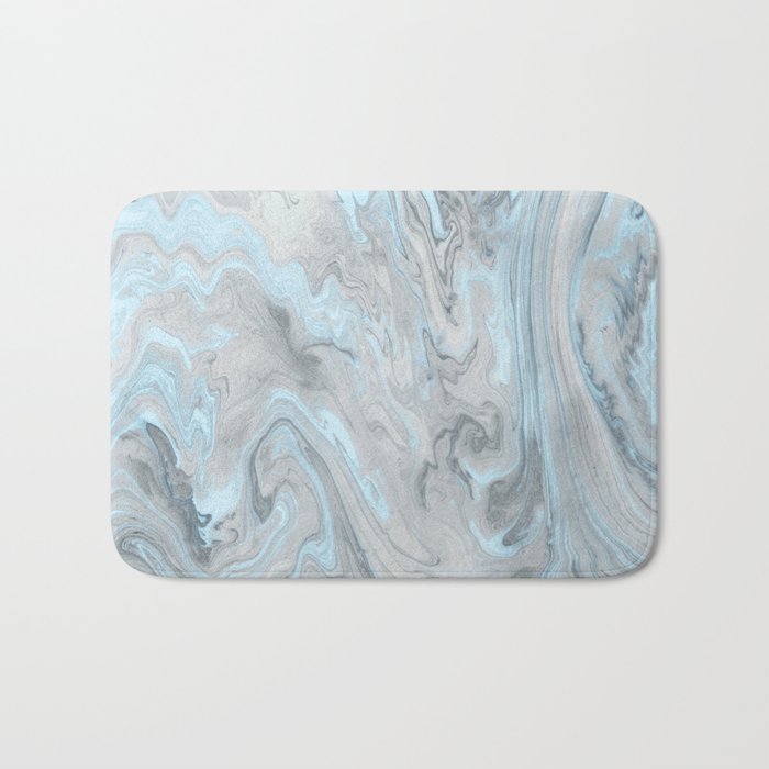 Ice Blue and Gray Marble Bath Mat