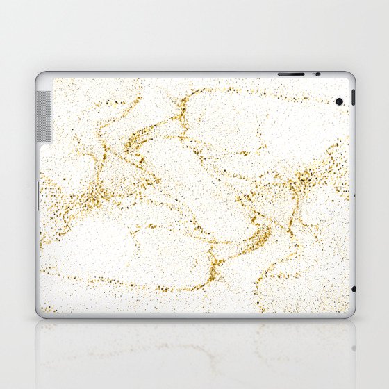 Gold Glitter - White Background Laptop & iPad Skin