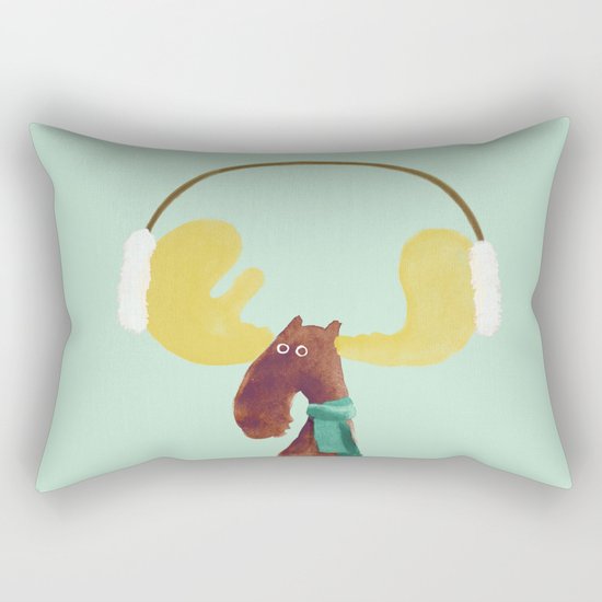 This moose is ready for winter Rectangular Pillow