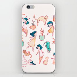 Cats, plants and girls iPhone Skin