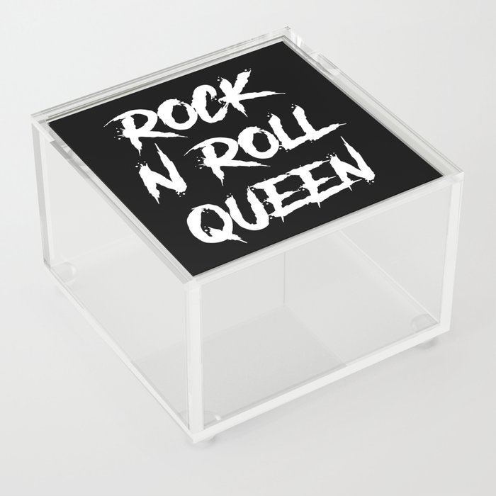 Rock and Roll Queen Typography White Acrylic Box