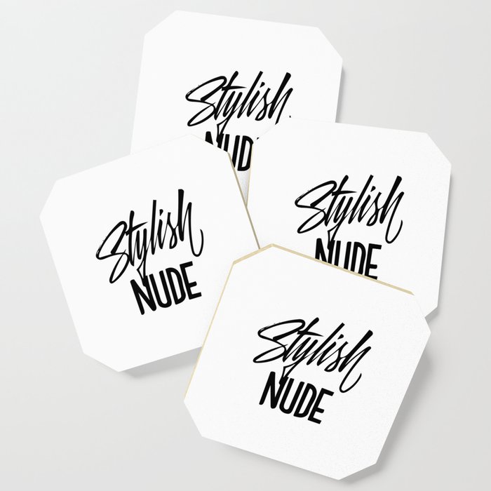 Stylish Nude Handlettering Text Black Version Coaster By Duukster