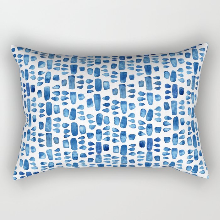 Raindrops - Blue Rectangular Pillow